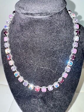 Aurora Crystal Tennis Necklace - Pink & Purple Stones